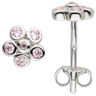 sterling kaufen smartvie günstig zirkonia | silber ohrringe blume 925 rosa 12 ohrstecker